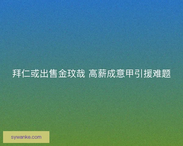 拜仁或出售金玟哉 高薪成意甲引援难题