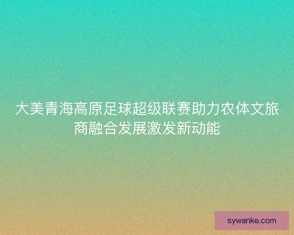大美青海高原足球超级联赛助力农体文旅商融合发展激发新动能